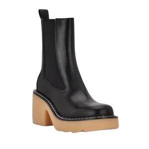 NWOT Women’s Marc Fisher Black/Natural Leather Fredy Lug Sole Booties – Sz 9.5